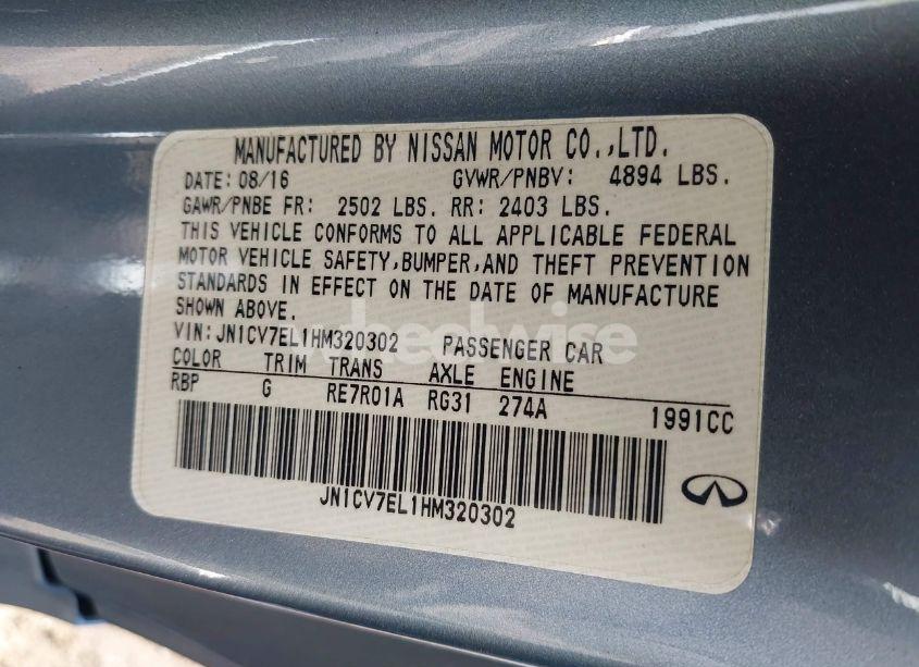 Photo 9 of 2017 Infiniti Q60 2.0T PREMIUM (VIN JN1CV7EL1HM320302)