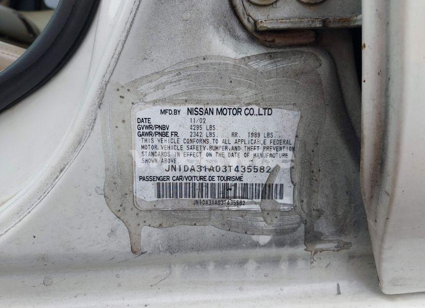 Photo 9 of 2003 Nissan Maxima GLE (VIN JN1DA31A03T435582)