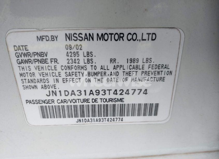 Photo 9 of 2003 Nissan Maxima GLE (VIN JN1DA31A93T424774)