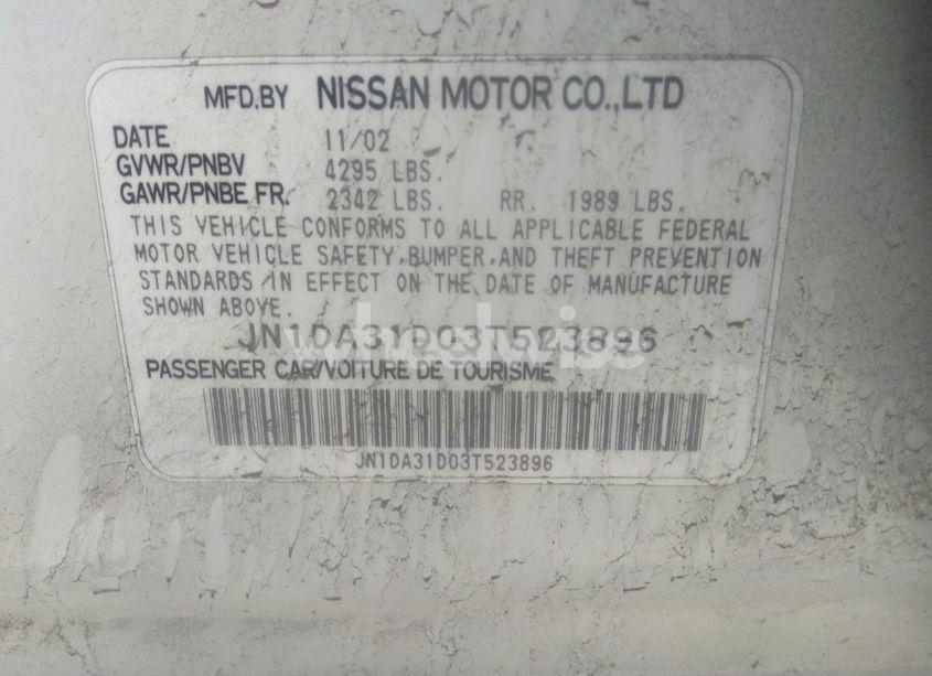 Photo 9 of 2003 Nissan Maxima SE (VIN JN1DA31D03T523896)