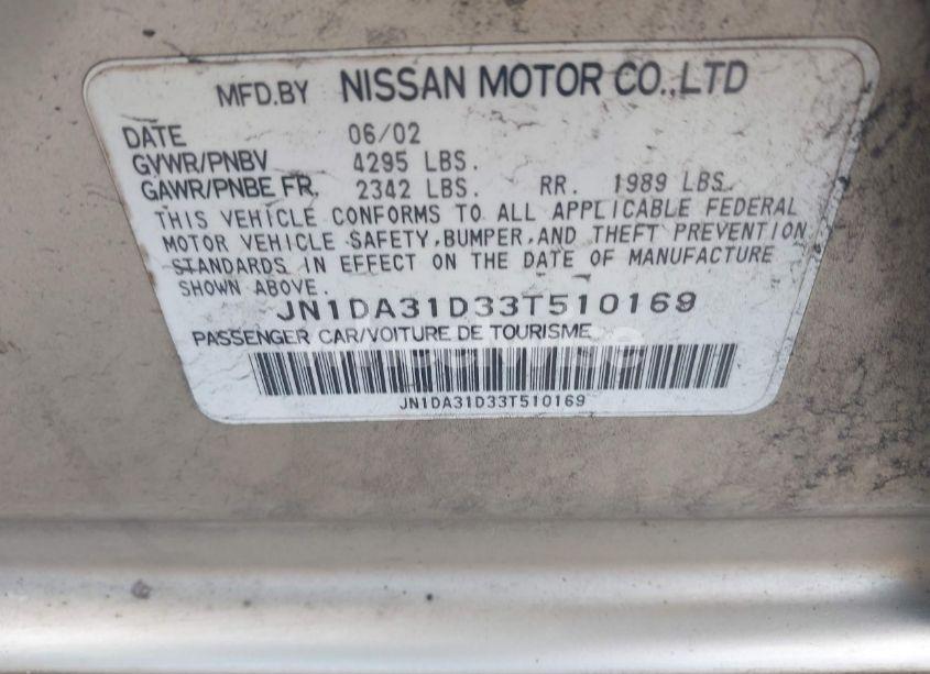 Photo 9 of 2003 Nissan Maxima SE (VIN JN1DA31D33T510169)