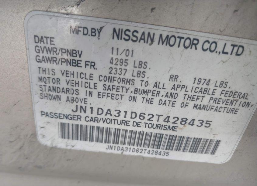 Photo 9 of 2002 Nissan Maxima SE (VIN JN1DA31D62T428435)