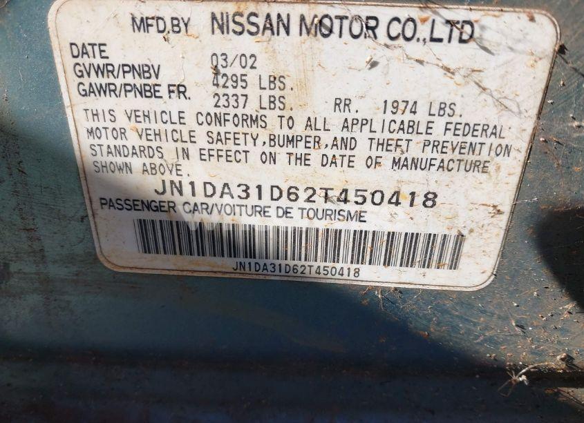 Photo 9 of 2002 Nissan Maxima SE (VIN JN1DA31D62T450418)
