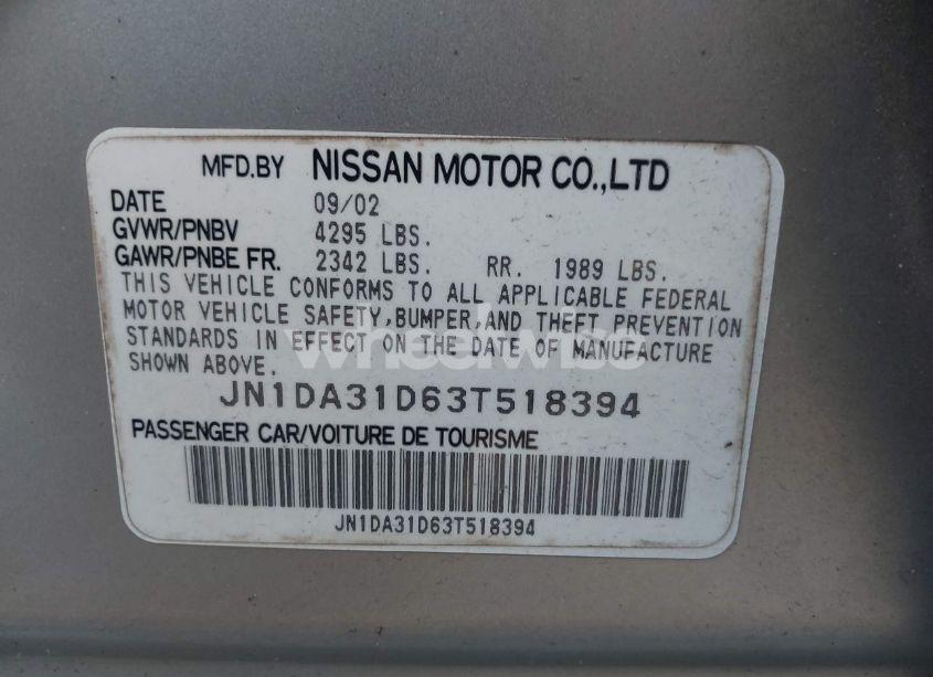 Photo 9 of 2003 Nissan Maxima SE (VIN JN1DA31D63T518394)