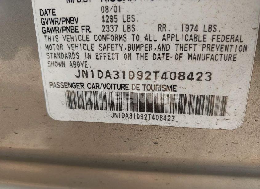 Photo 9 of 2002 Nissan Maxima GXE (VIN JN1DA31D92T408423)