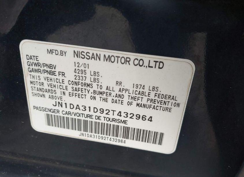 Photo 9 of 2002 Nissan Maxima GLE (VIN JN1DA31D92T432964)