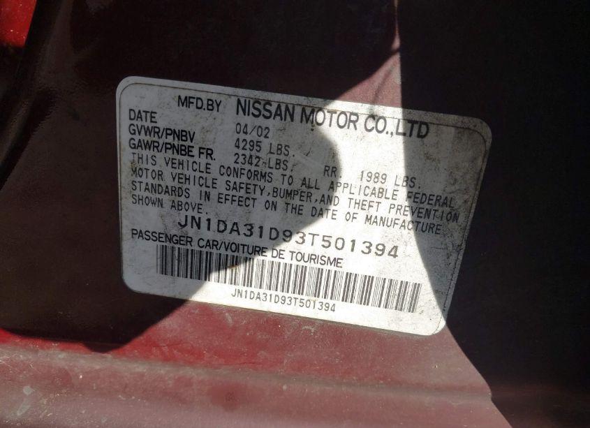 Photo 9 of 2003 Nissan Maxima SE (VIN JN1DA31D93T501394)
