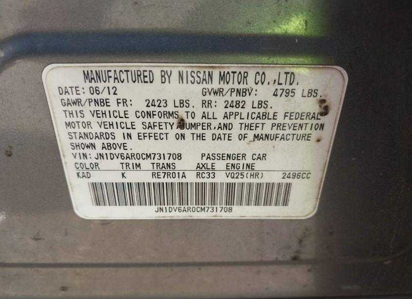 Photo 9 of 2012 Infiniti G25 X (VIN JN1DV6AR0CM731708)