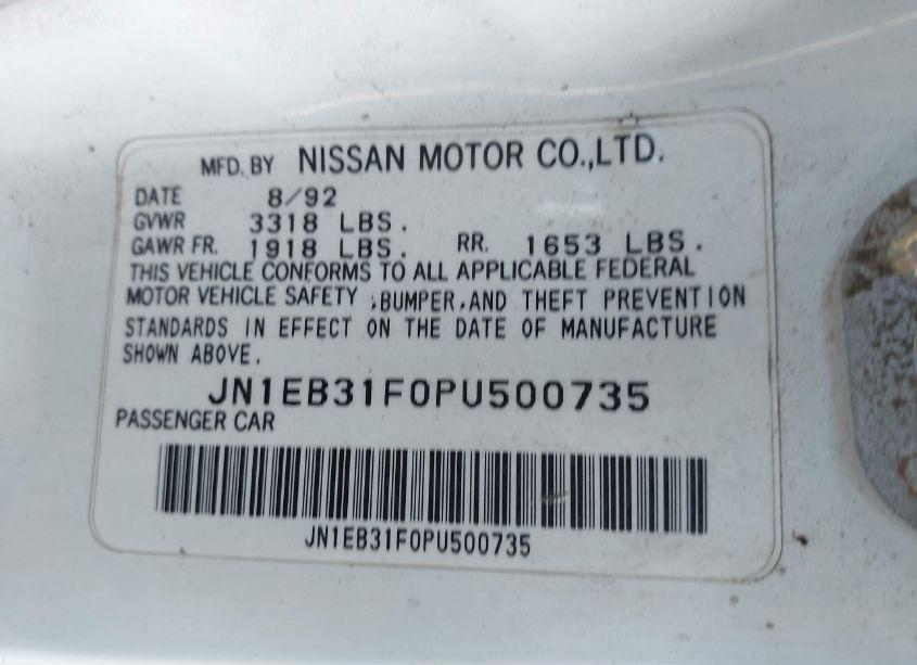Photo 9 of 1993 Nissan Sentra E/XE/GXE (VIN JN1EB31F0PU500735)