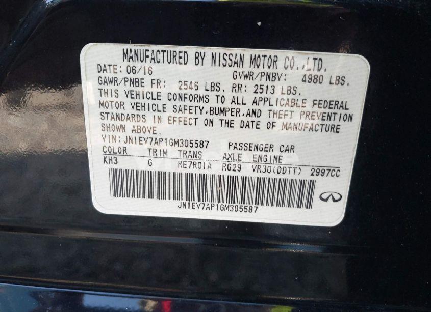 Photo 9 of 2016 Infiniti Q50 3.0T PREMIUM (VIN JN1EV7AP1GM305587)