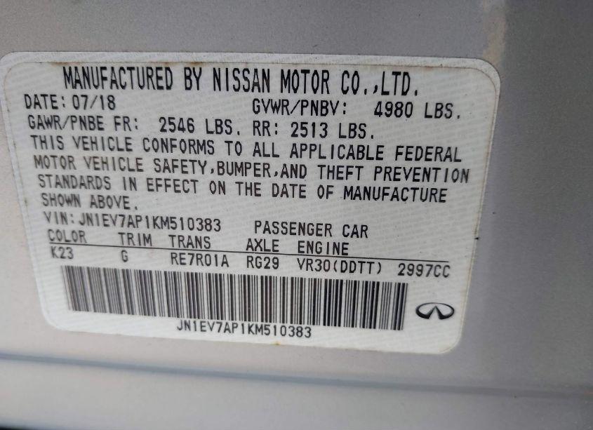 Photo 9 of 2019 Infiniti Q50 3.0T LUXE (VIN JN1EV7AP1KM510383)