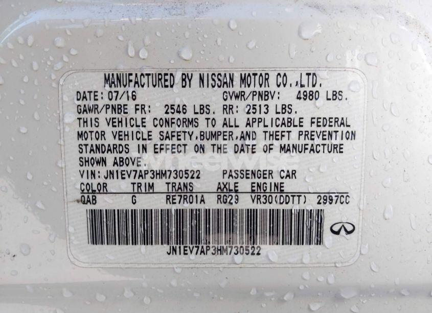 Photo 9 of 2017 Infiniti Q50 3.0T SPORT (VIN JN1EV7AP3HM730522)