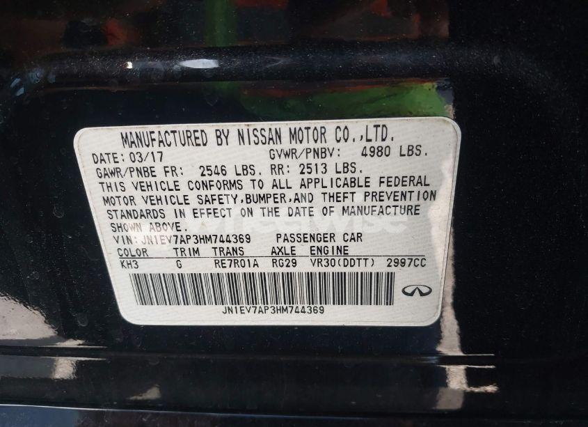 Photo 9 of 2017 Infiniti Q50 3.0T PREMIUM (VIN JN1EV7AP3HM744369)