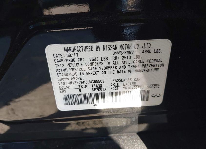 Photo 9 of 2018 Infiniti Q50 3.0T SPORT (VIN JN1EV7AP3JM355589)