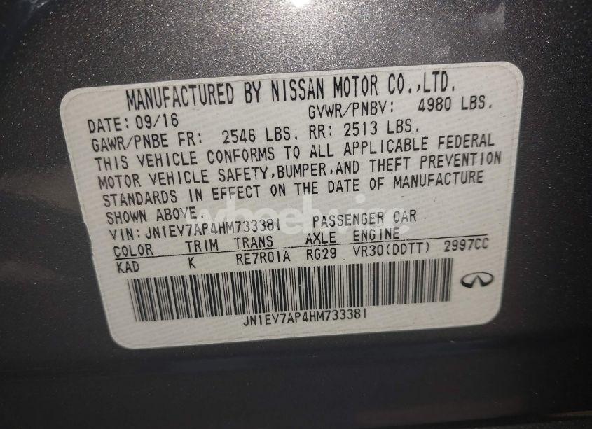 Photo 9 of 2017 Infiniti Q50 3.0T PREMIUM (VIN JN1EV7AP4HM733381)