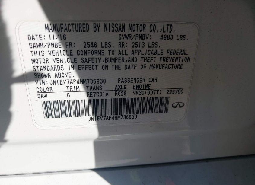 Photo 9 of 2017 Infiniti Q50 3.0T PREMIUM (VIN JN1EV7AP4HM736930)