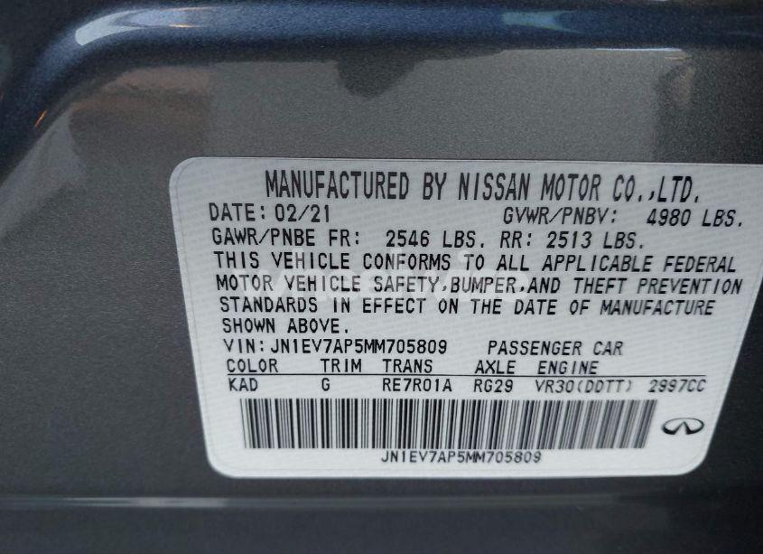 Photo 9 of 2021 Infiniti Q50 PURE (VIN JN1EV7AP5MM705809)