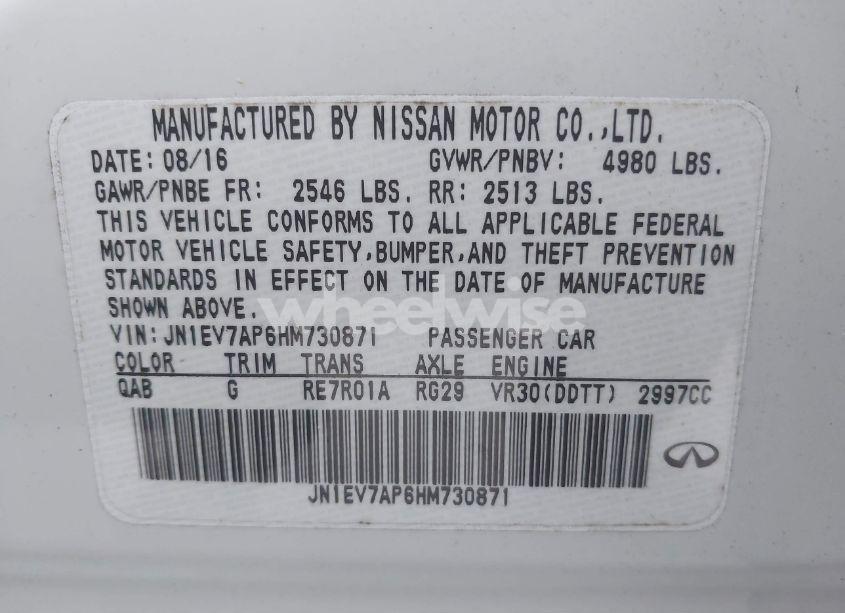 Photo 9 of 2017 Infiniti Q50 3.0T PREMIUM (VIN JN1EV7AP6HM730871)