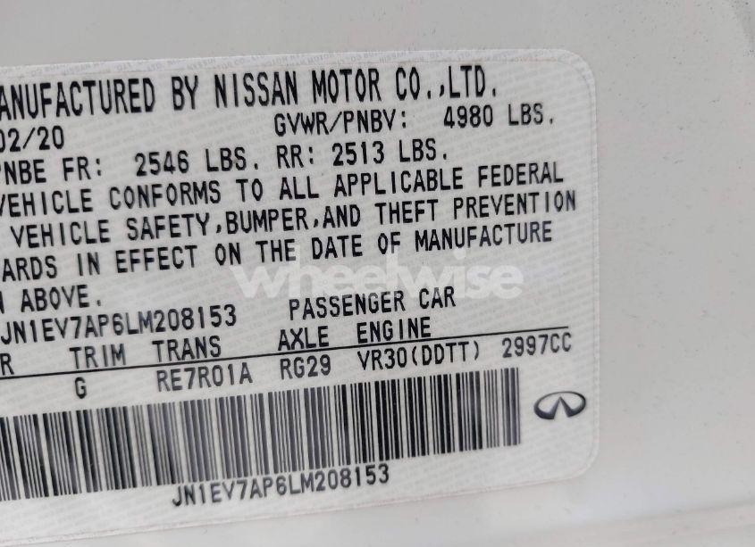 Photo 9 of 2020 Infiniti Q50 LUXE (VIN JN1EV7AP6LM208153)