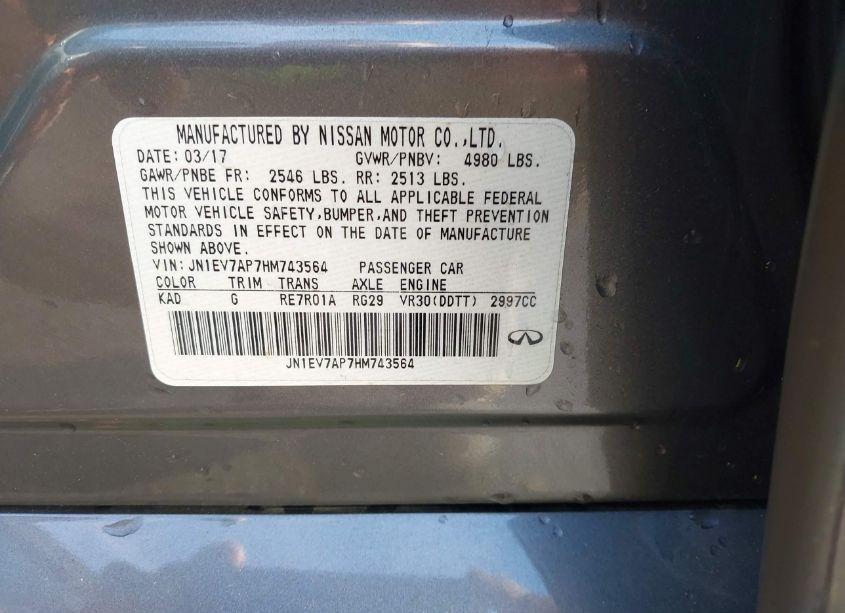 Photo 9 of 2017 Infiniti Q50 3.0T SIGNATURE EDITION (VIN JN1EV7AP7HM743564)