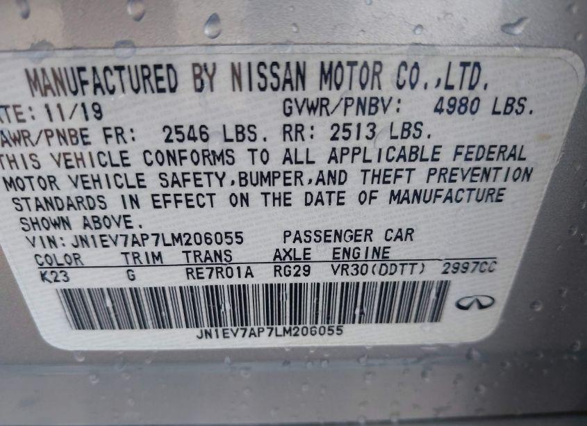 Photo 9 of 2020 Infiniti Q50 LUXE (VIN JN1EV7AP7LM206055)