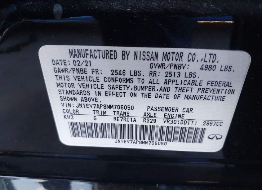 Photo 9 of 2021 Infiniti Q50 PURE (VIN JN1EV7AP8MM706050)