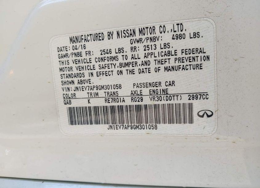 Photo 9 of 2016 Infiniti Q50 3.0T PREMIUM (VIN JN1EV7AP9GM301058)