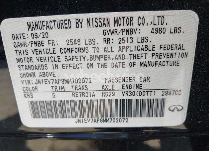 Photo 9 of 2021 Infiniti Q50 PURE (VIN JN1EV7AP9MM702072)