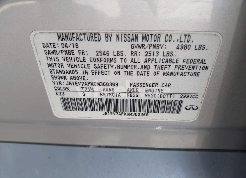 Photo 9 of 2016 Infiniti Q50 3.0T PREMIUM (VIN JN1EV7APXGM300369)