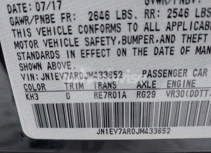 Photo 9 of 2018 Infiniti Q50 3.0T SPORT (VIN JN1EV7AR0JM433652)