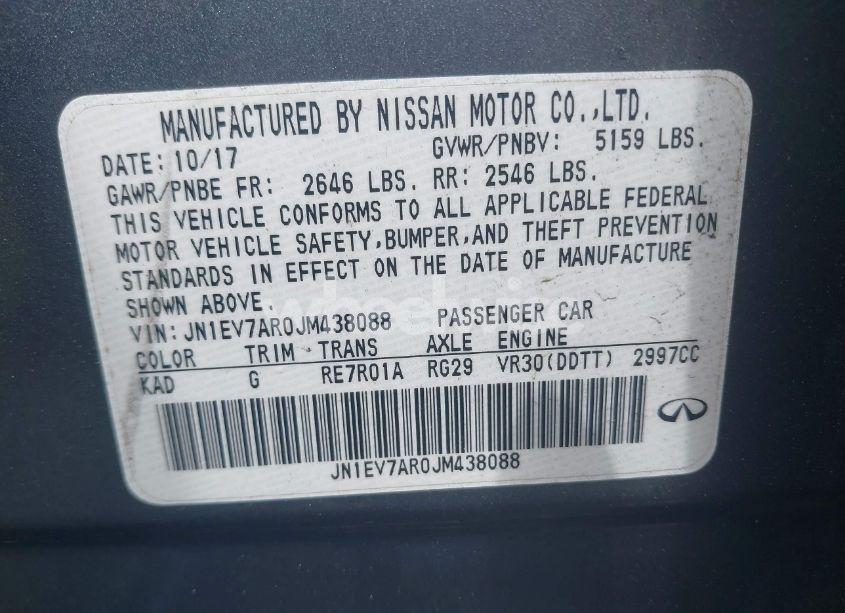 Photo 9 of 2018 Infiniti Q50 3.0T LUXE (VIN JN1EV7AR0JM438088)