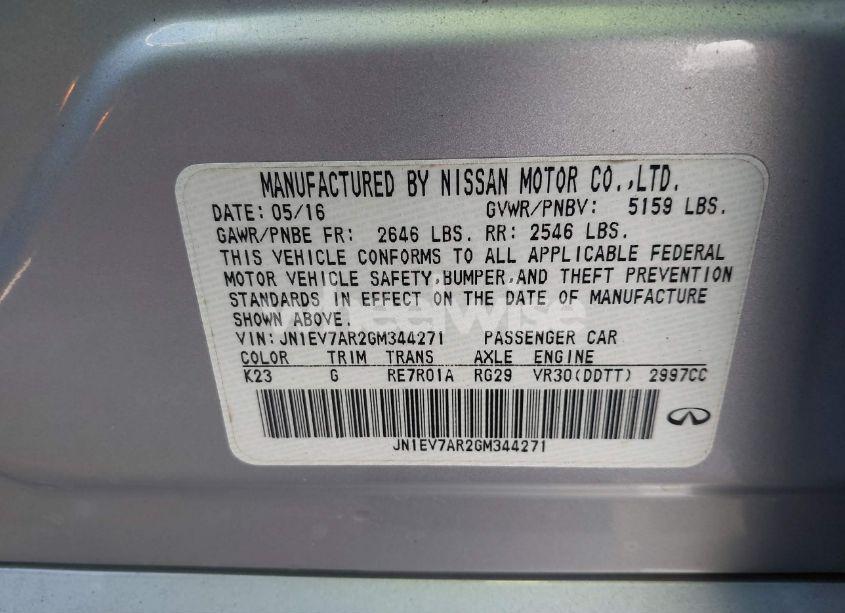 Photo 9 of 2016 Infiniti Q50 3.0T PREMIUM (VIN JN1EV7AR2GM344271)