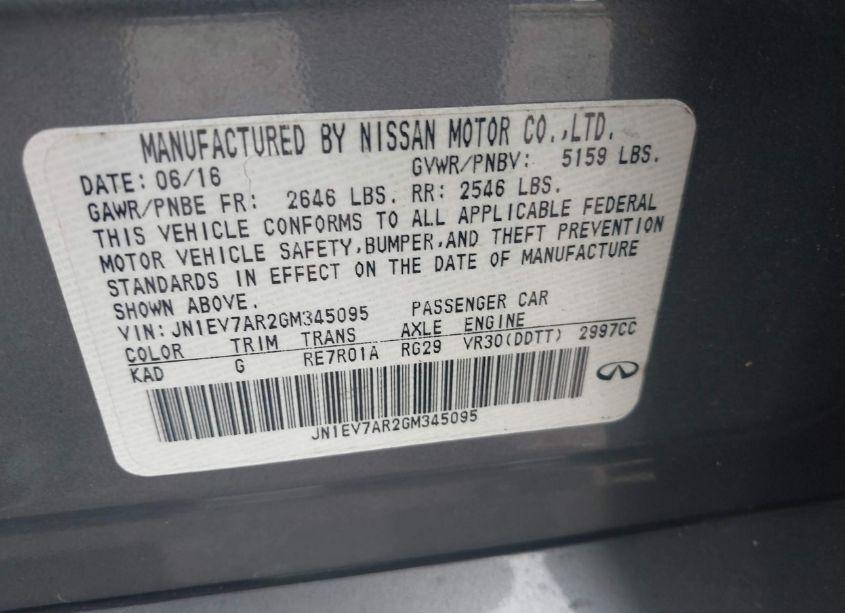 Photo 9 of 2016 Infiniti Q50 3.0T SPORT (VIN JN1EV7AR2GM345095)