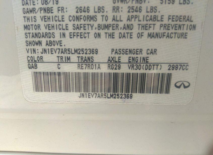 Photo 9 of 2020 Infiniti Q50 LUXE AWD (VIN JN1EV7AR5LM252369)