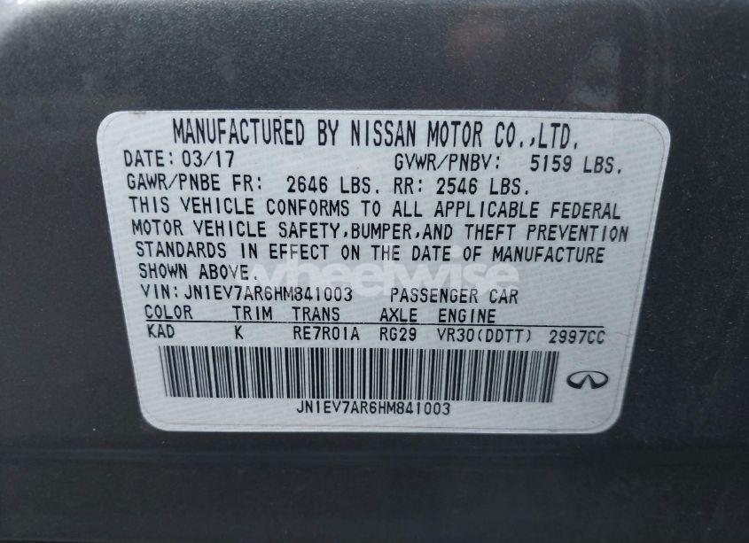 Photo 9 of 2017 Infiniti Q50 3.0T SPORT (VIN JN1EV7AR6HM841003)