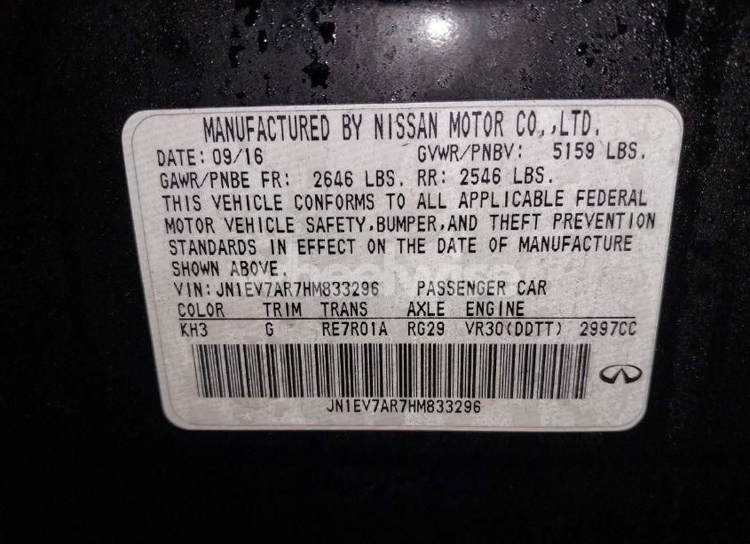 Photo 9 of 2017 Infiniti Q50 3.0T PREMIUM (VIN JN1EV7AR7HM833296)