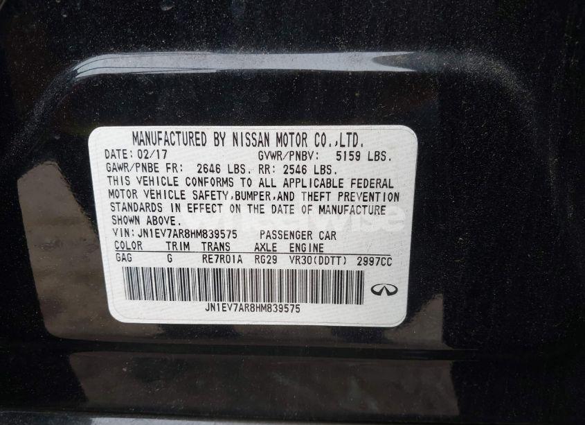 Photo 9 of 2017 Infiniti Q50 3.0T SIGNATURE EDITION (VIN JN1EV7AR8HM839575)