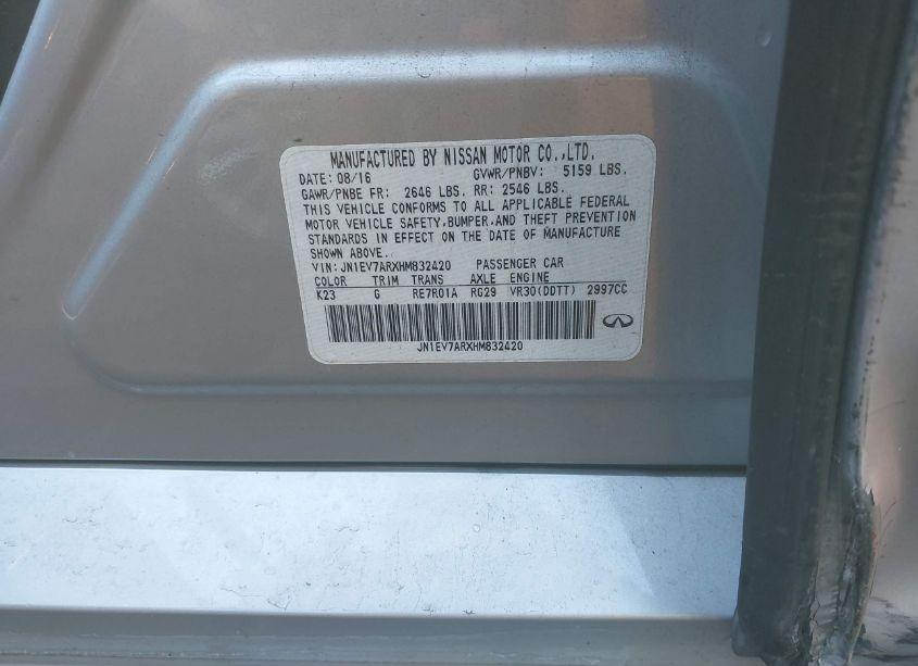 Photo 9 of 2017 Infiniti Q50 3.0T PREMIUM (VIN JN1EV7ARXHM832420)