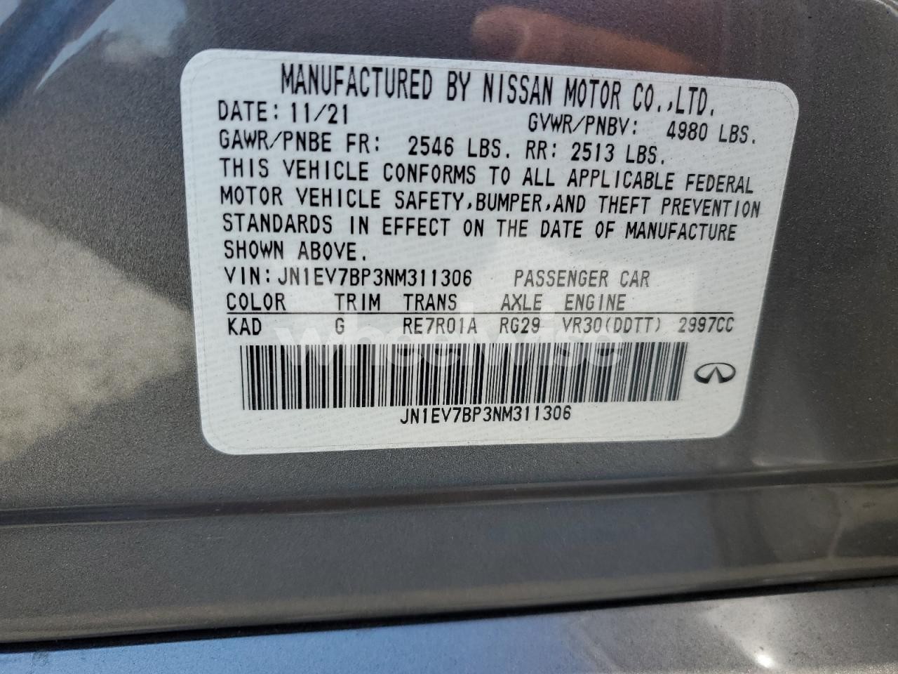 Photo 12 of 2022 INFINITI Q50 LUXE (VIN JN1EV7BP3NM311306)