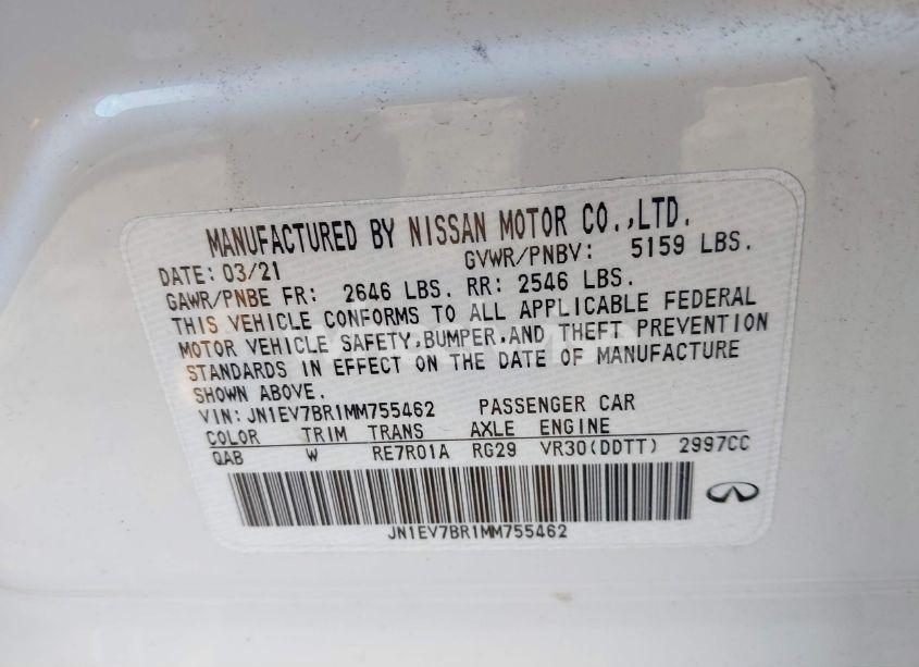 Photo 9 of 2021 Infiniti Q50 LUXE AWD (VIN JN1EV7BR1MM755462)