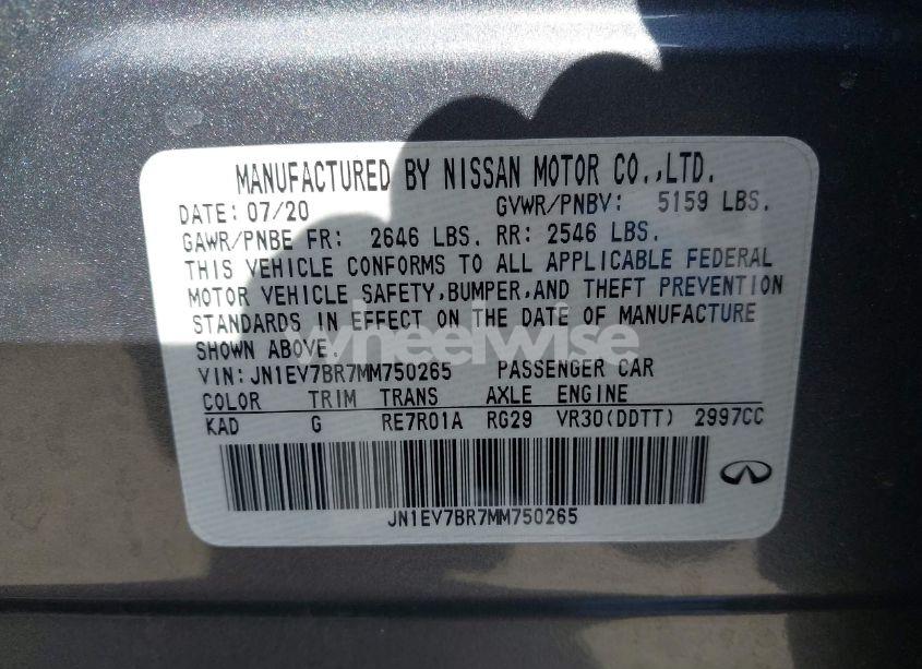 Photo 9 of 2021 Infiniti Q50 LUXE AWD (VIN JN1EV7BR7MM750265)