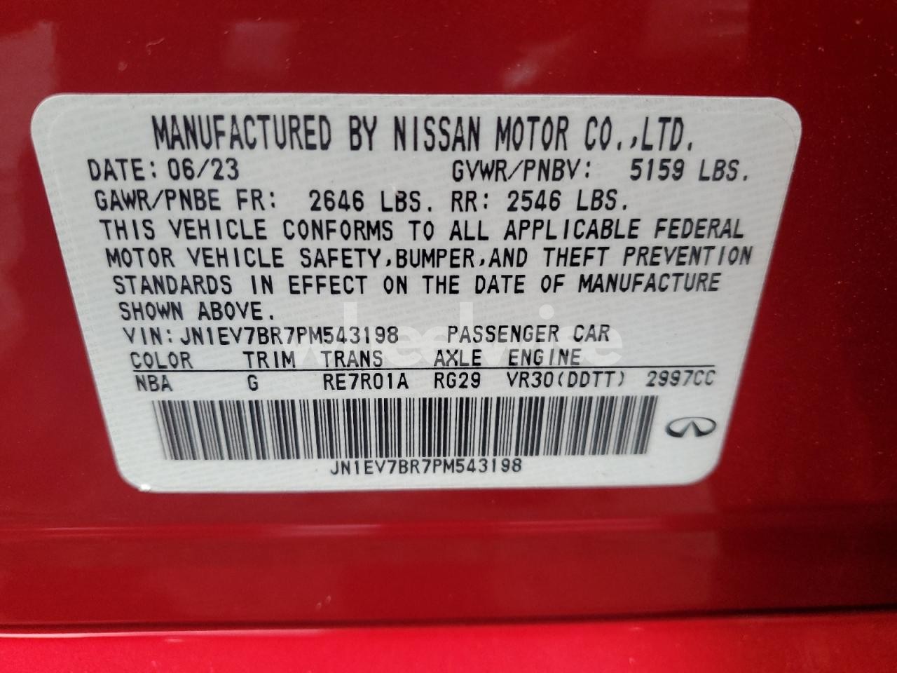 Photo 12 of 2023 INFINITI Q50 LUXE (VIN JN1EV7BR7PM543198)