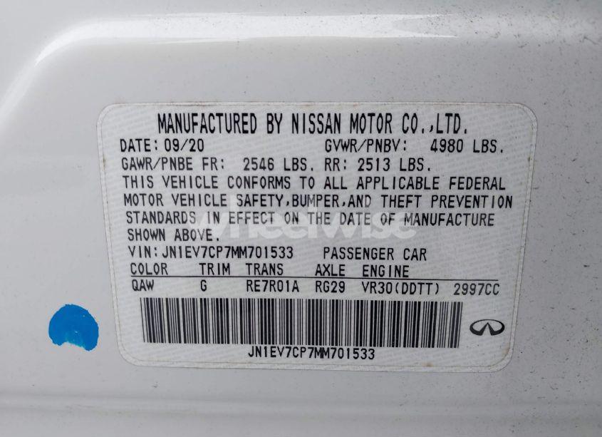 Photo 9 of 2021 Infiniti Q50 SENSORY (VIN JN1EV7CP7MM701533)