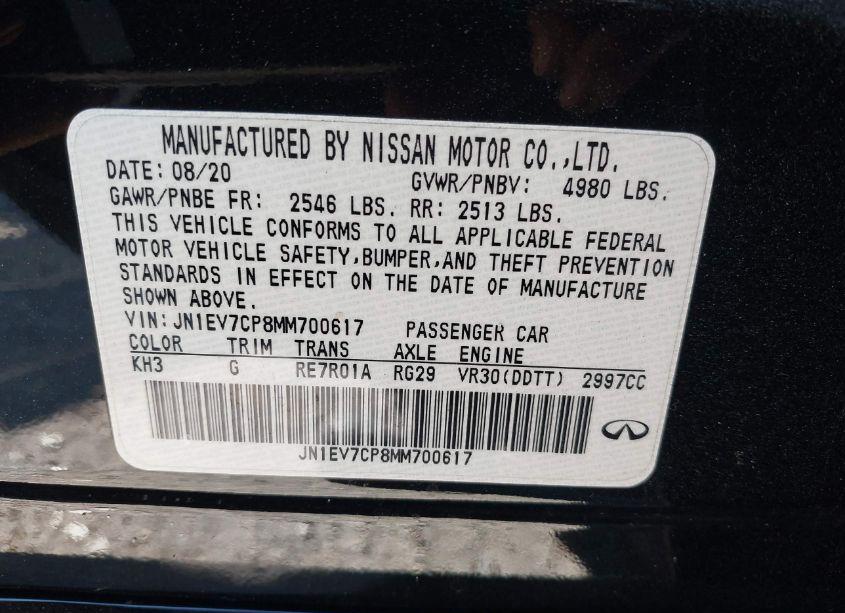 Photo 9 of 2021 Infiniti Q50 SENSORY (VIN JN1EV7CP8MM700617)