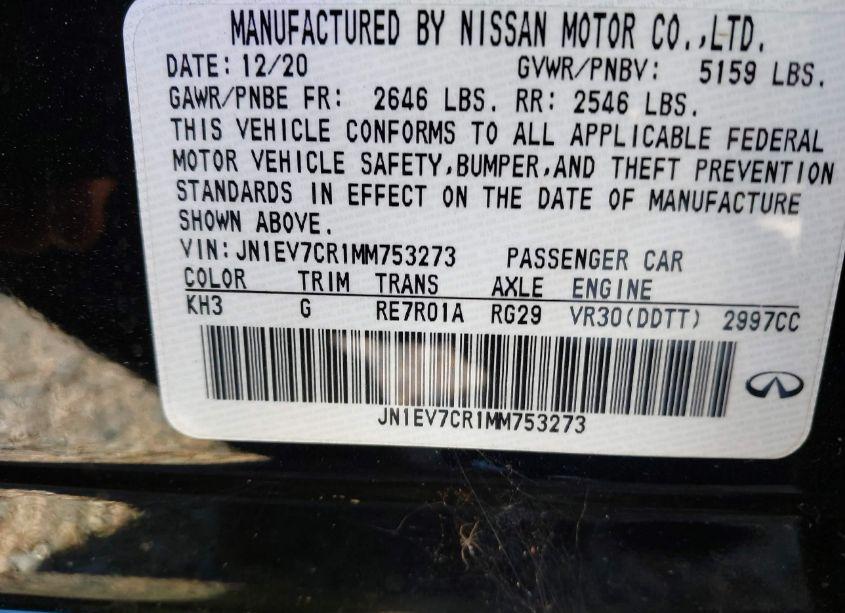 Photo 9 of 2021 Infiniti Q50 SENSORY AWD (VIN JN1EV7CR1MM753273)