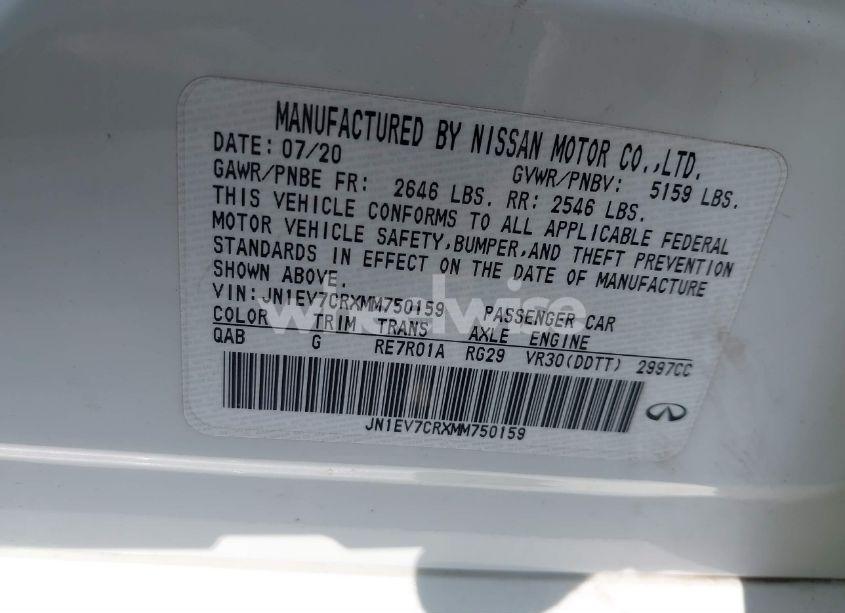 Photo 9 of 2021 Infiniti Q50 SENSORY AWD (VIN JN1EV7CRXMM750159)