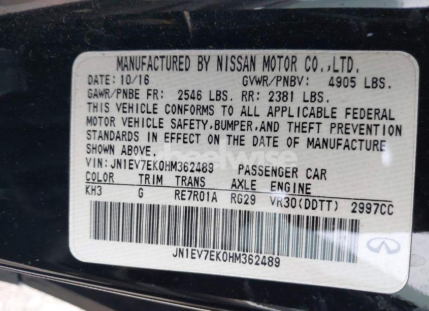 Photo 9 of 2017 Infiniti Q60 3.0T PREMIUM (VIN JN1EV7EK0HM362489)