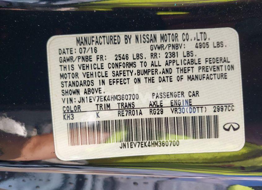 Photo 9 of 2017 Infiniti Q60 3.0T PREMIUM (VIN JN1EV7EK4HM360700)