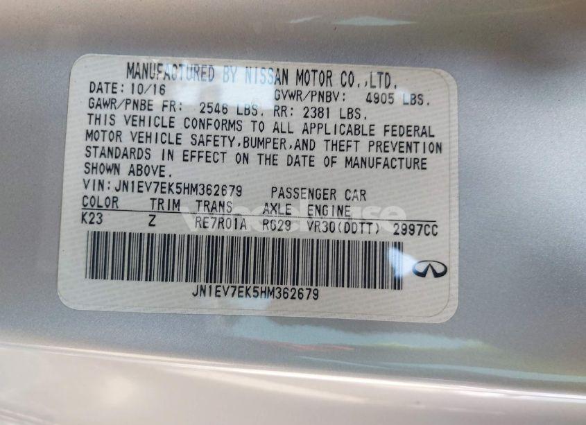 Photo 9 of 2017 Infiniti Q60 3.0T SPORT (VIN JN1EV7EK5HM362679)