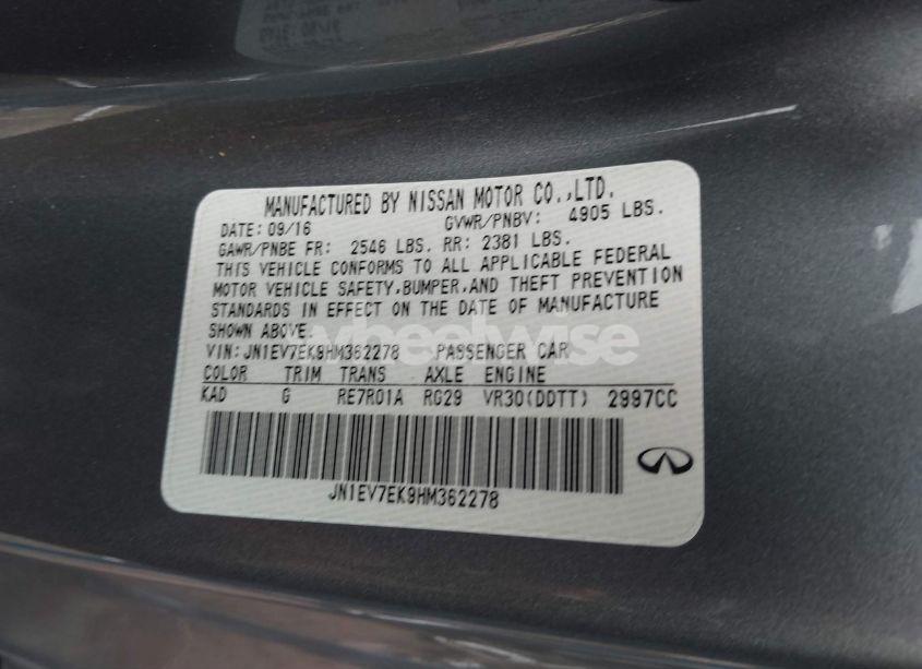 Photo 9 of 2017 Infiniti Q60 3.0T PREMIUM (VIN JN1EV7EK9HM362278)